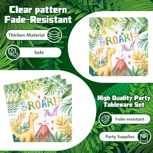 Dinosaur Birthday Party Tableware Set for 24 Guests