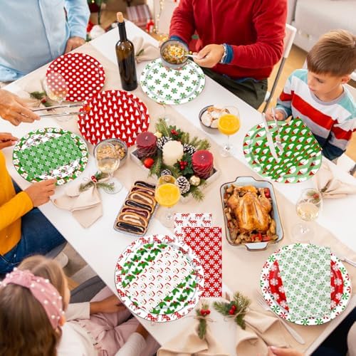 Multicolour Christmas Plates and Napkins Set
