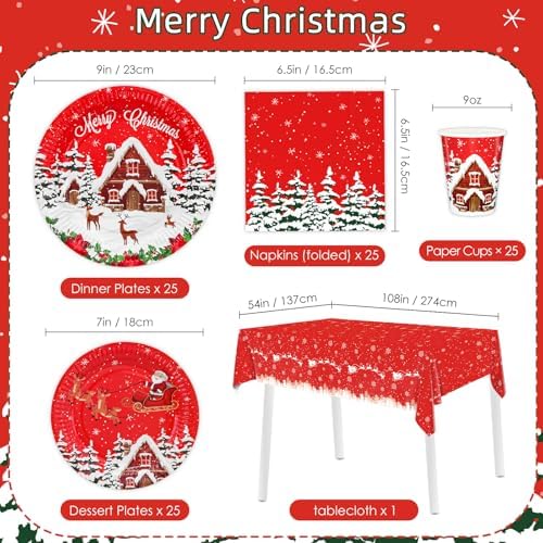 Christmas House Party Paper Plates Napkins Tableware Set