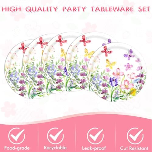 41 PCS Wildflower Party Decorations Floral Plates Napkins Tablecloth