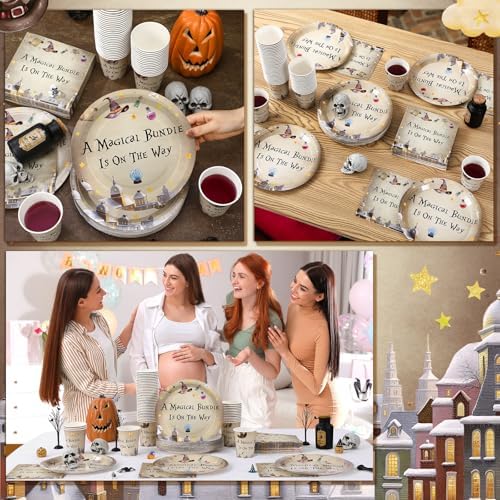 Hushee 200 Pcs Magical Wizard Baby Shower Tableware Set
