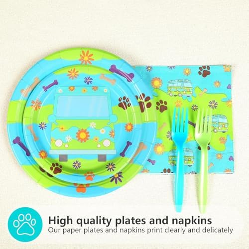 Grencian 96Pcs Cartoon Dog Tableware Set