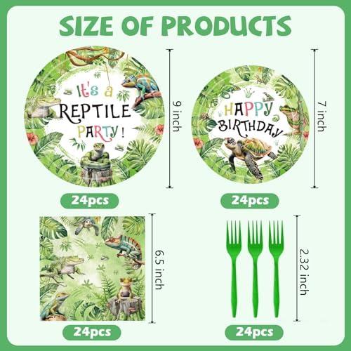 96 Pcs Reptile Snake Party Plates Napkins Set