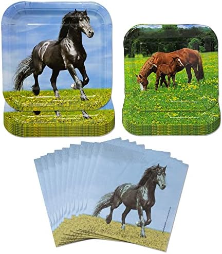 Blue Orchards Horse Party Plates Napkins 52 Pieces
