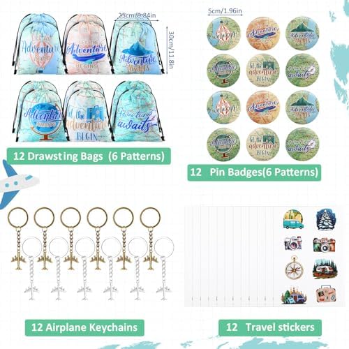 Locmeo 54 Pcs World Map Travel Party Favors