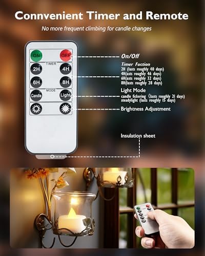 Homemory 12pcs Flameless LED Tea Lights with Remote and Timer