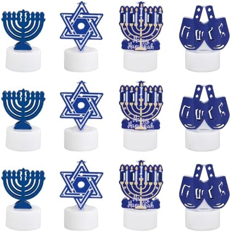 12 Pack Hanukkah Flameless Candle Lights