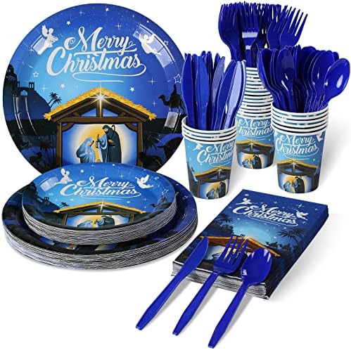 Christmas Nativity Party Plates Napkins Set for 25 Guests