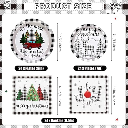 183Pcs Buffalo Plaid Christmas Tableware Set