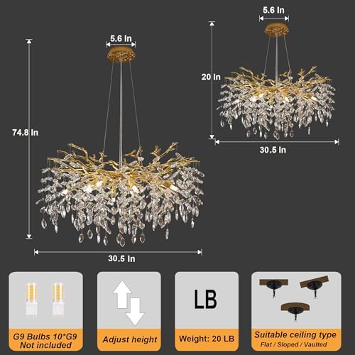 Luxury Crystal Tree Branch Chandelier with 10 Lights