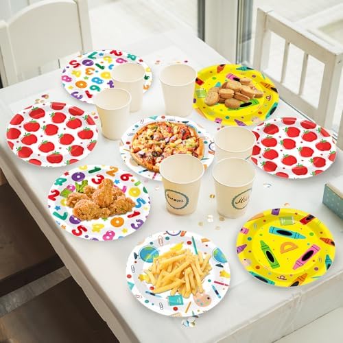 60 Pcs Back to School Theme Paper Plates Set