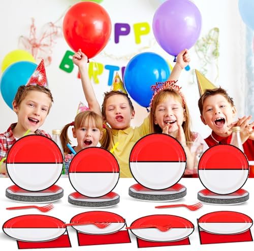 96PCS Cartoon Ball Party Plates Napkins Set