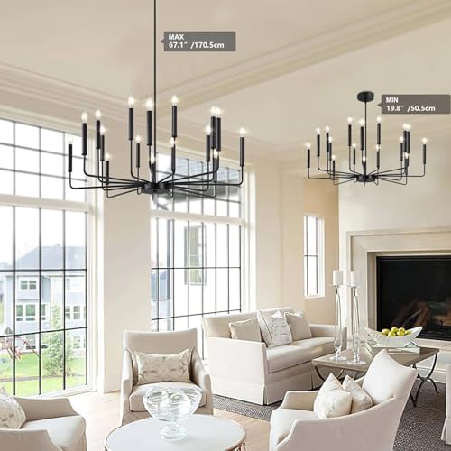 Modern Black Farmhouse Chandelier with 16 Lights
