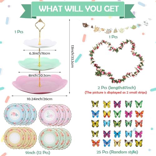 Teenyyou 121 Pcs Floral Tea Party Dinnerware Set
