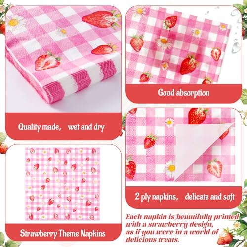 Strawberry Party Tableware Set - 96Pcs for 24 Guests