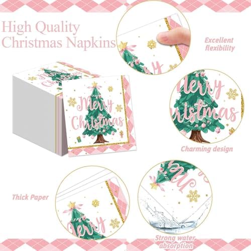 96pcs Christmas Nutcrackers Plates Napkins Set Pink