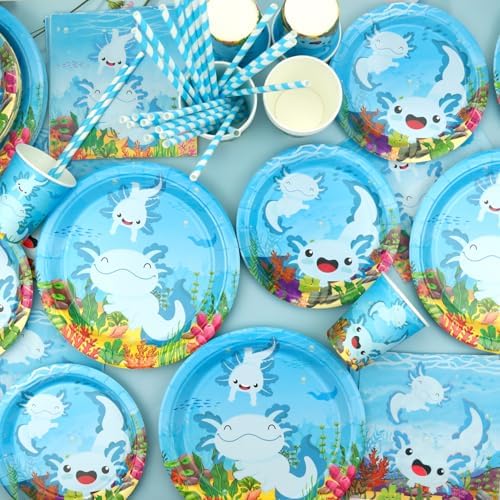 KEFAN Blue Axolotl Party Decorations Set for 20 Guests