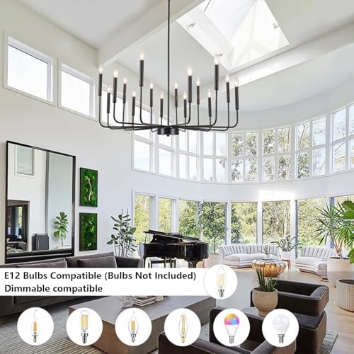 Modern Black Farmhouse Chandelier with 16 Lights