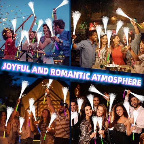 76 PCS White Fiber Optic Sticks LED Wands with 3 Light Modes