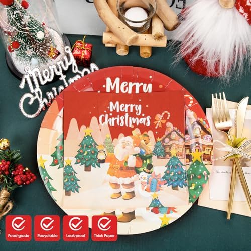 40PCS Christmas Paper Plates and Napkins Set