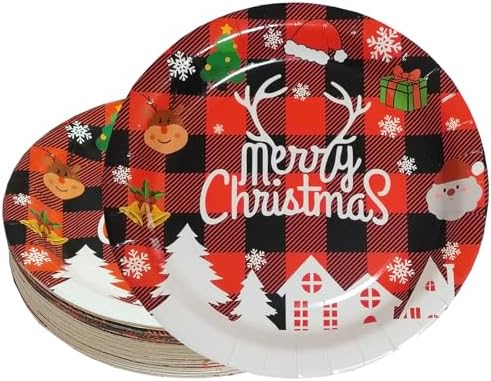 40 Pcs 9 Inch Christmas Paper Plates for Party