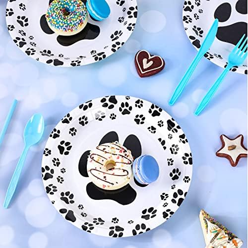 Whaline 100 Pcs Dog Paw Paper Plates 9 Inch