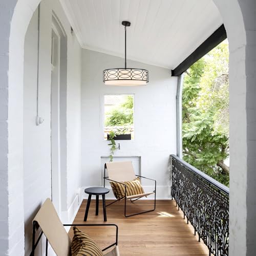 ALISADABOY 5 Light Black Drum Chandelier Modern Farmhouse Dining Room Ceiling Light Fixture