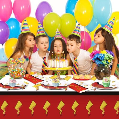 49 Pcs Cartoon Birthday Party Supplies Plates Napkins Tablecloth Set