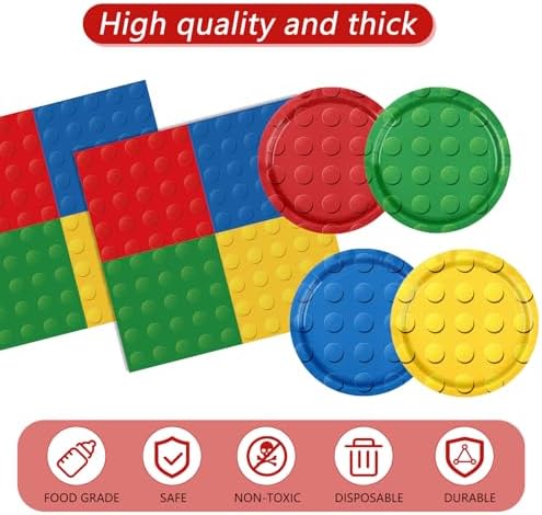 81 PCS Building Block Party Tableware Set for Kids Birthday