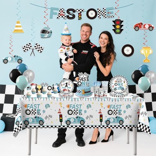 160pcs Blue Race Car Birthday Party Set for Boys