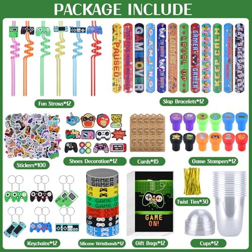 Video Game Party Favors 241Pcs Gamer Birthday Supplies