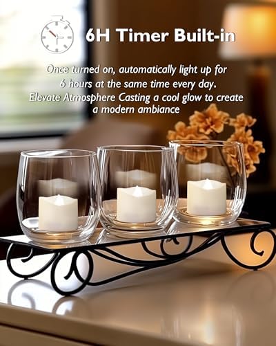 Homemory Timer Tea Lights Battery Operated 12-Pack