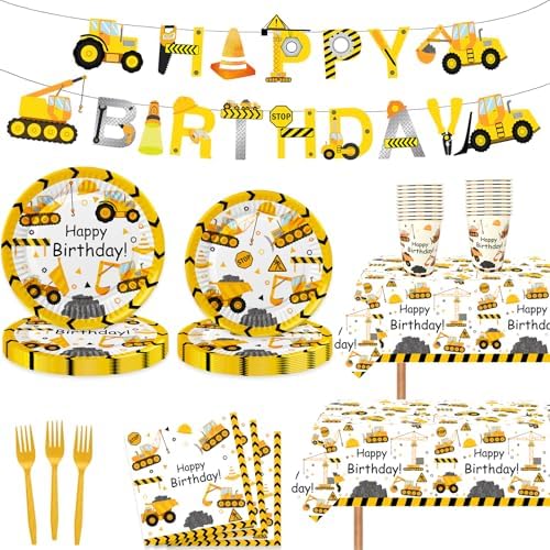 Letromp 118 Pcs Construction Birthday Party Decorations Set