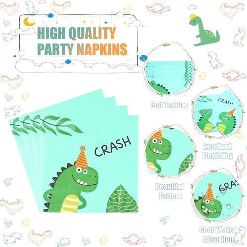 CANREVEL 96 PCS Dinosaur Party Plates Set