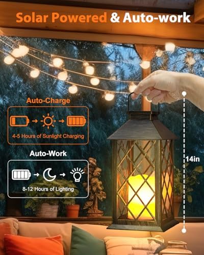Otdair 2 Pack Solar Lanterns Outdoor Waterproof