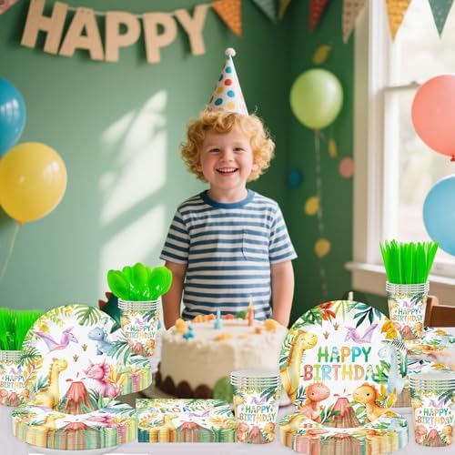 Dinosaur Birthday Party Tableware Set for 24 Guests