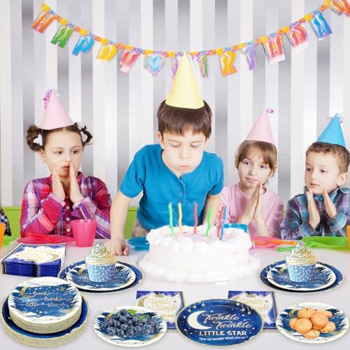 180PCS Twinkle Twinkle Little Star Party Plates Napkins Set Serve 60