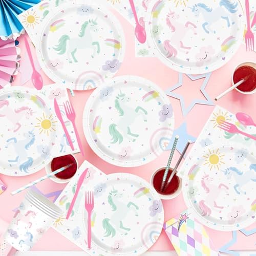 Unicorn Party Supplies for 24 Guests Pastel Tableware Set