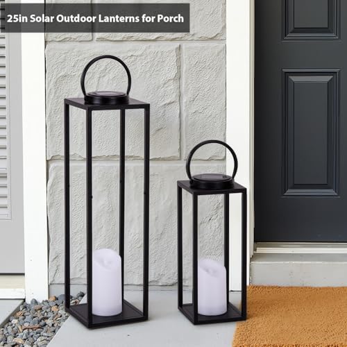 Large Solar Outdoor Lanterns Set of 2