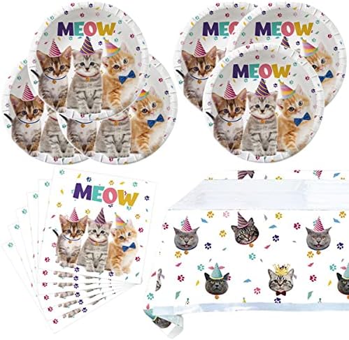 OULUN Cat Party Plates and Napkins Set