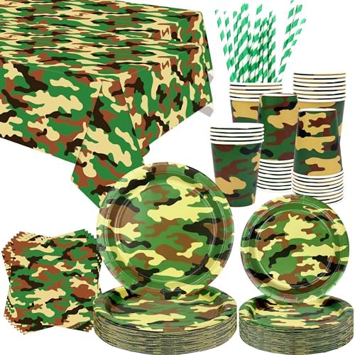 Camo Party Tableware Set 40 Green Army Theme