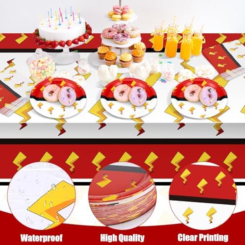 49 Pcs Cartoon Birthday Party Supplies Plates Napkins Tablecloth Set