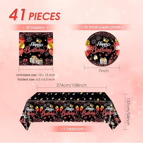 Red and Black Birthday Decorations Set for 20 Guests