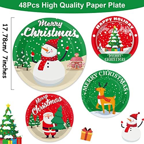 Chiazllta 48 PCS Christmas Party Paper Plates