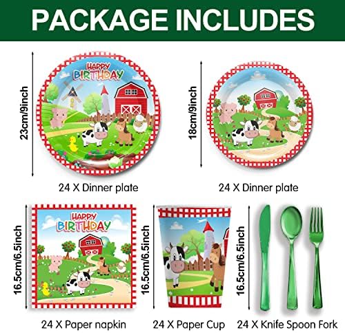 Farm Animal Party Tableware Set for 24 Guests
