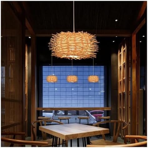 Boho Style Bird Nest Rattan Chandelier Ceiling Light