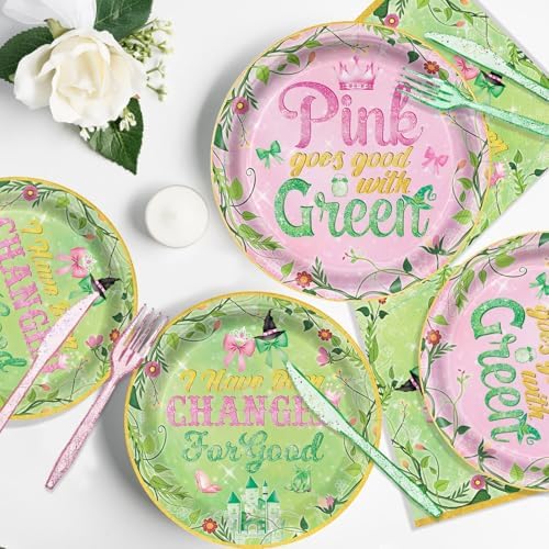 121Pcs Pink Green Witch Party Decorations Set