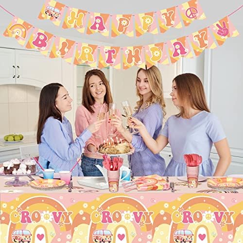 189 Pcs Groovy Retro Boho Birthday Tableware Set