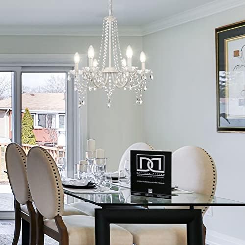 6-Light French Country Crystal Chandelier for Dining Room and Bedroom