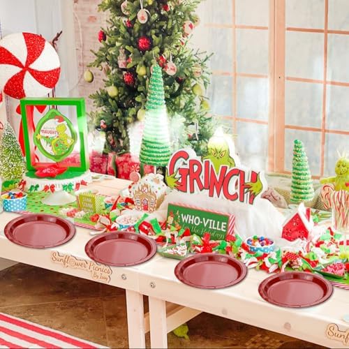 50 Pcs Red Paper Plates 9 Inch Christmas Party Plates